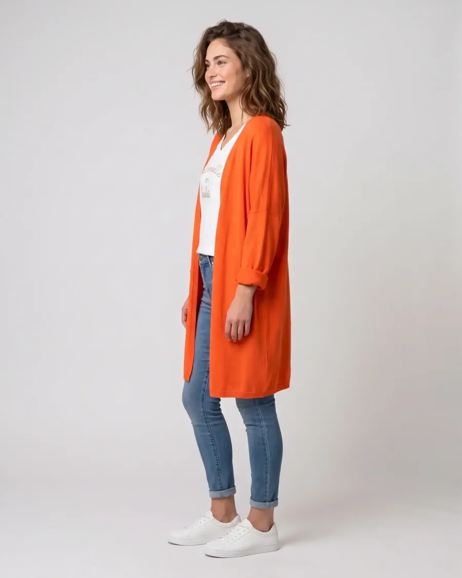 Gilet long femme uni