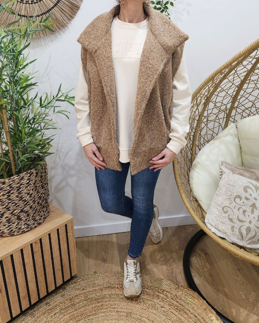 Gilet sans manches femme Renata camel