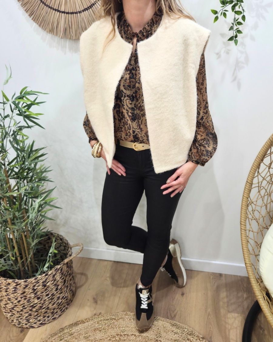 Gilet femme sans manche beige Pénélopea
