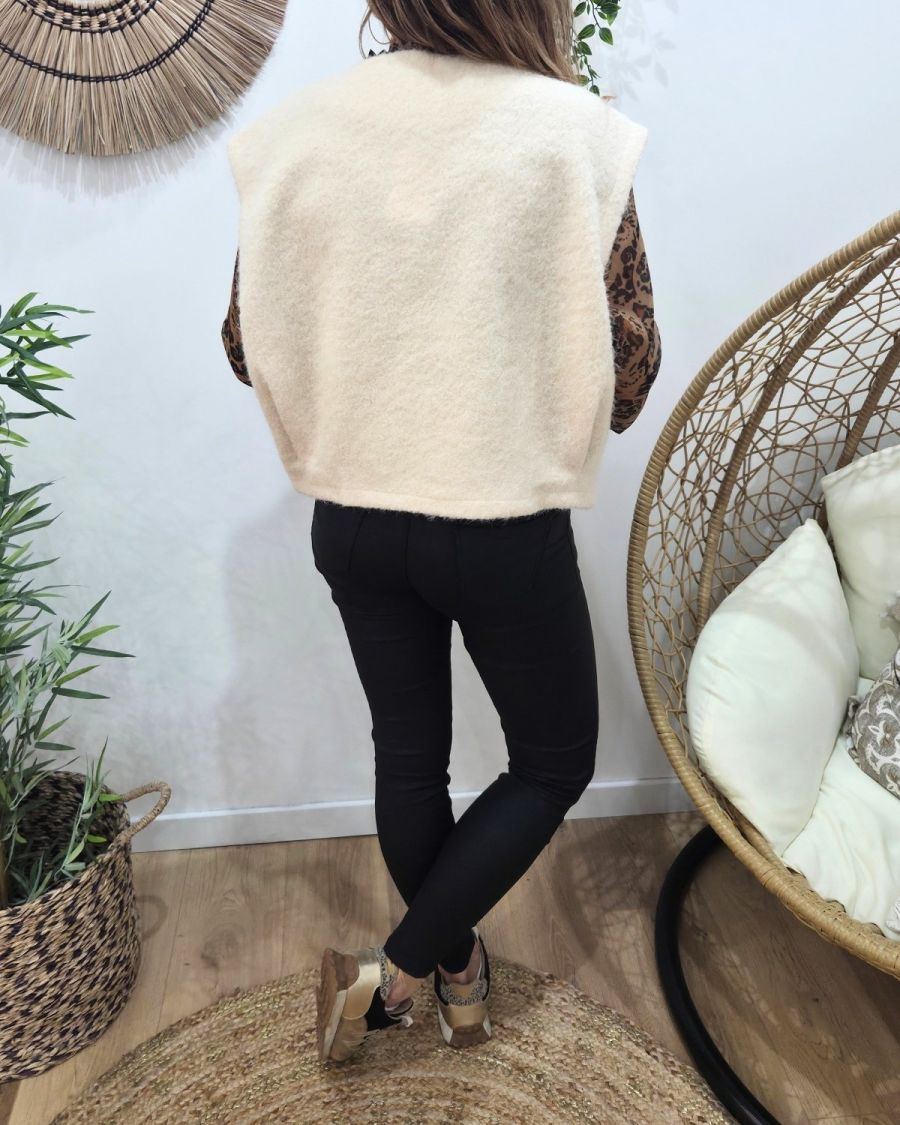Gilet femme sans manche beige Pénélopea