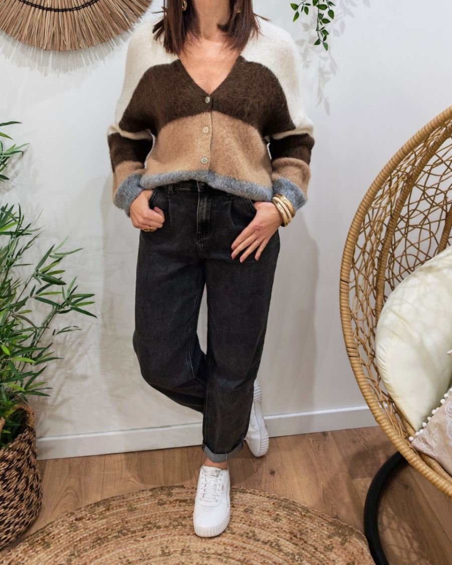 Gilet femme boutonné à rayures Eulalia