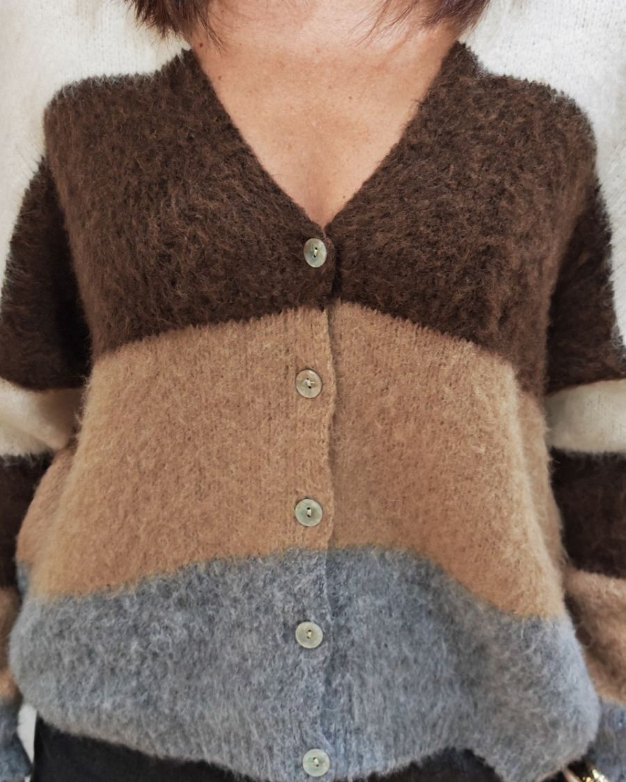 Gilet femme boutonné à rayures Eulalia