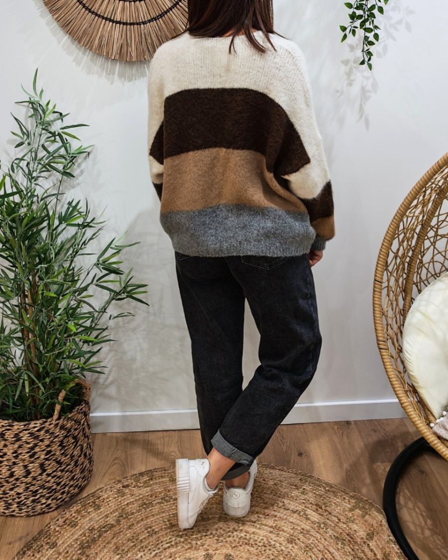 Gilet femme boutonné à rayures Eulalia