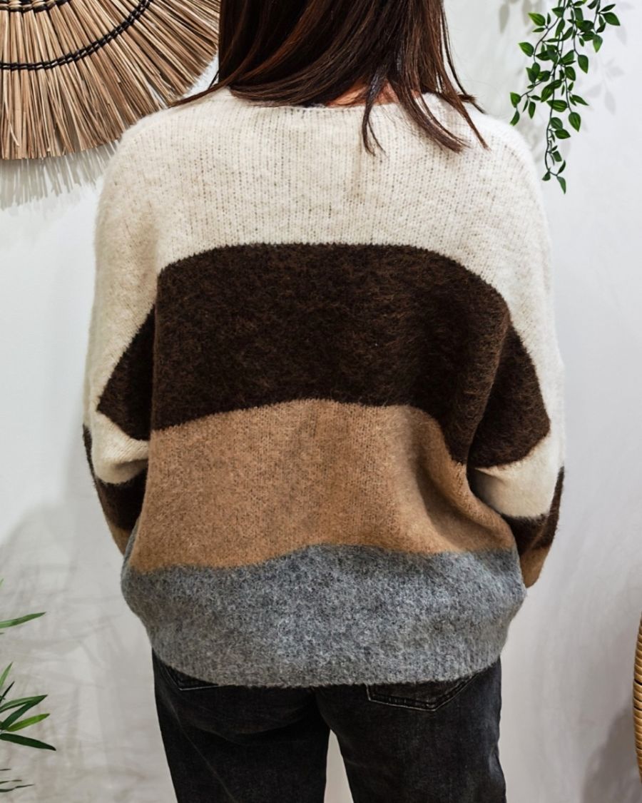 Gilet femme boutonné à rayures Eulalia