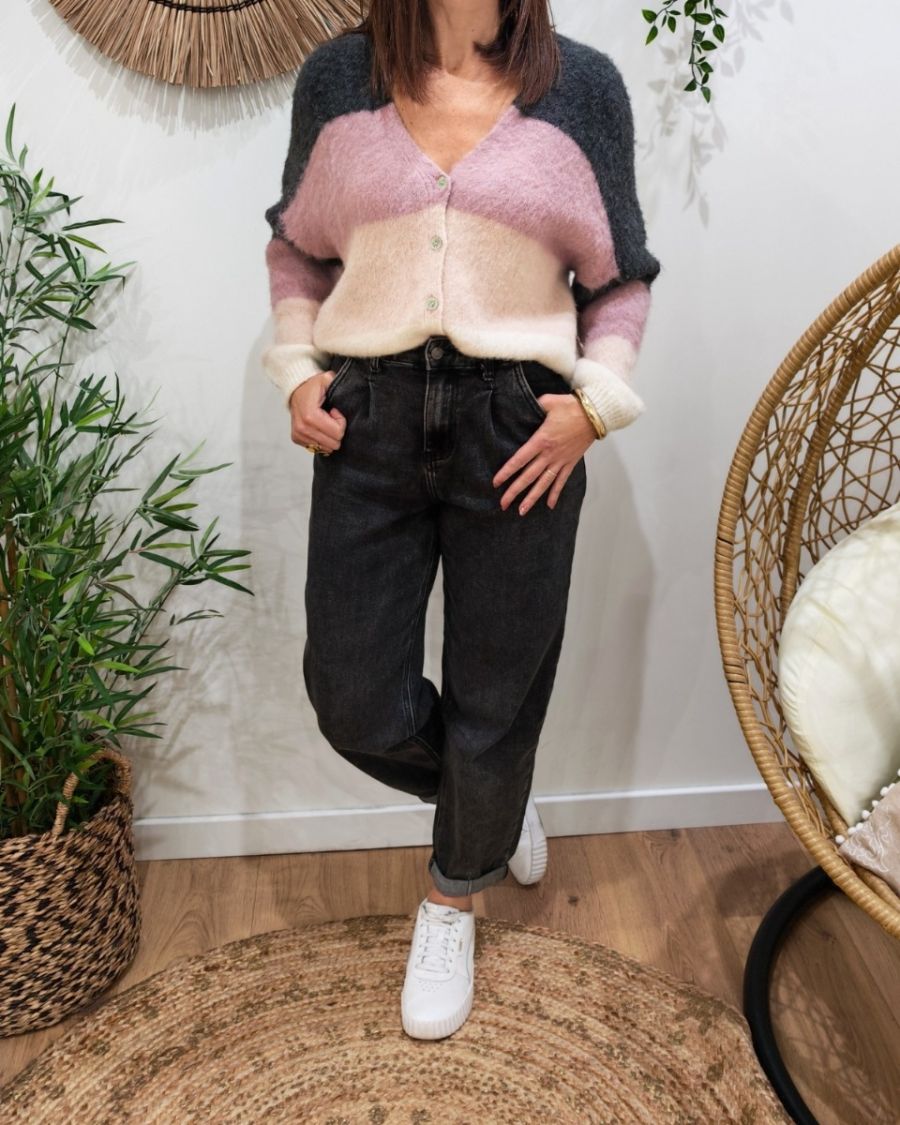 Gilet femme boutonné à rayures Eulalia