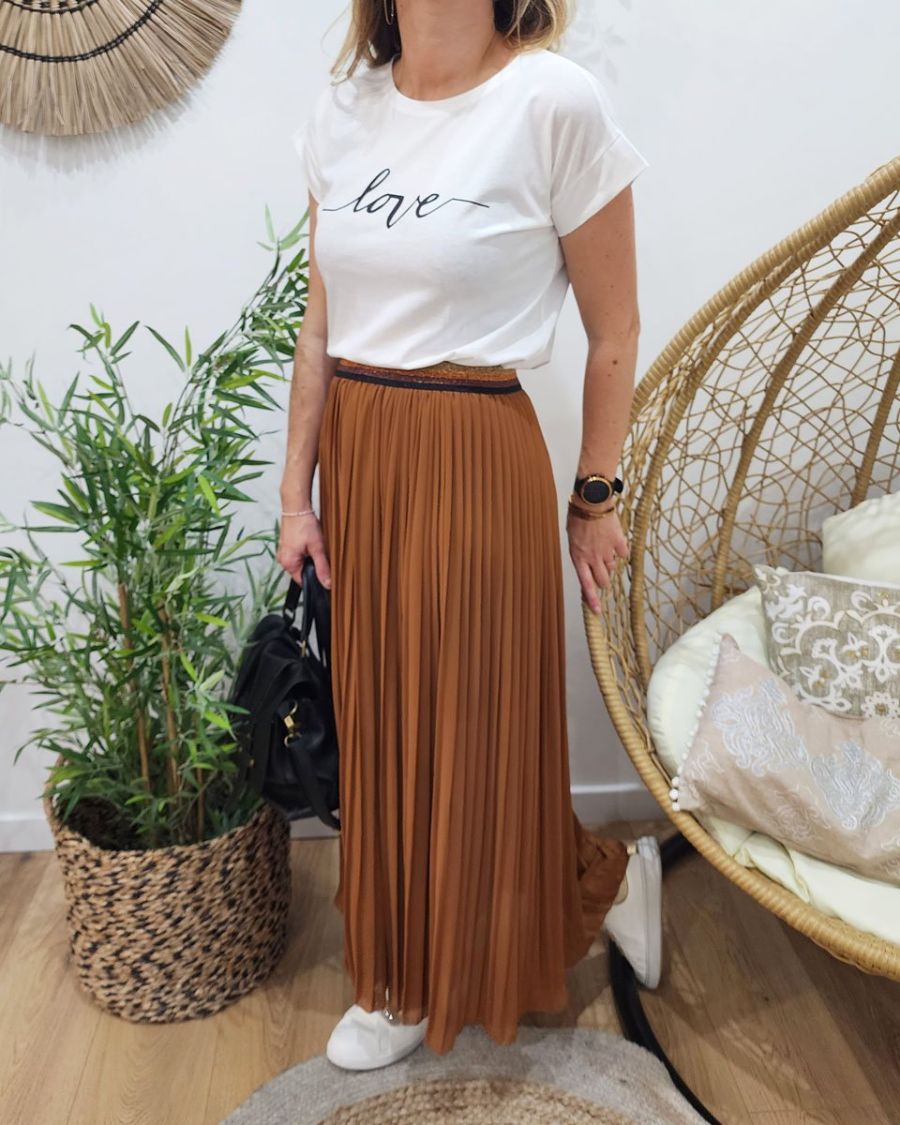 Jupe longue plissée femme élastique pailleté