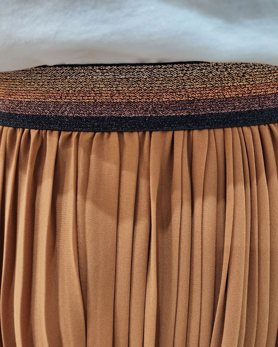 Jupe longue plissée femme élastique pailleté