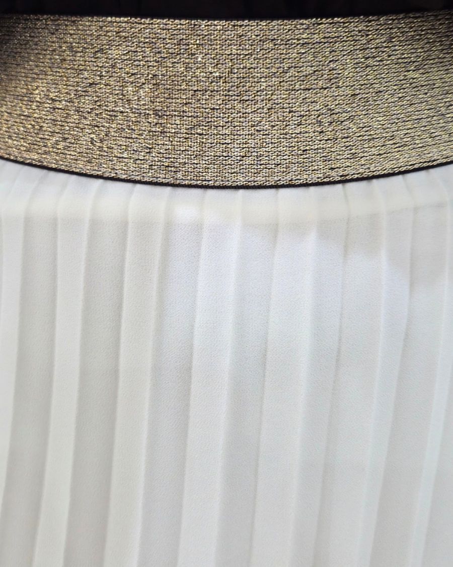 Jupe longue plissée femme grande taille élastique doré pailleté