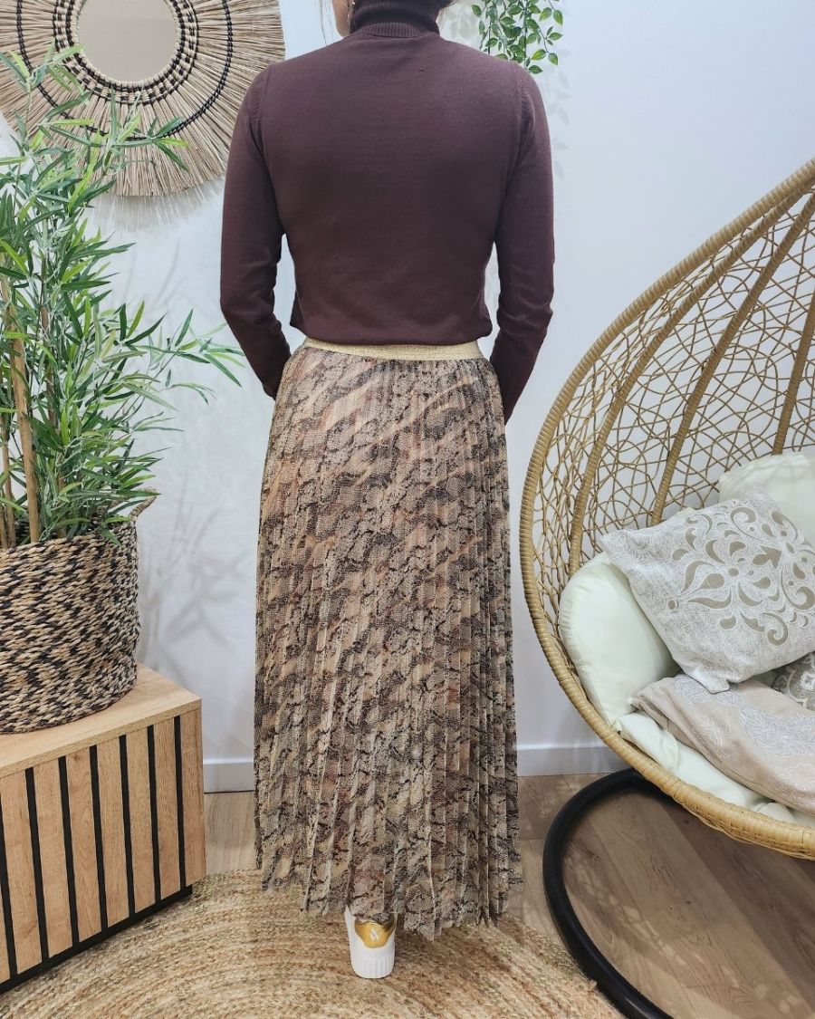 Jupe plissée femme python lurex pailleté