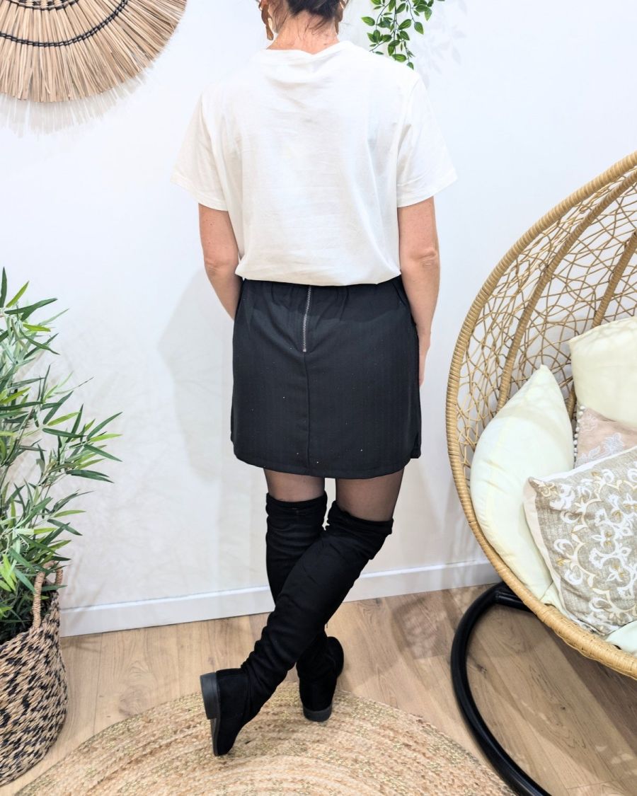 Jupe femme noire strass noirs Emyra