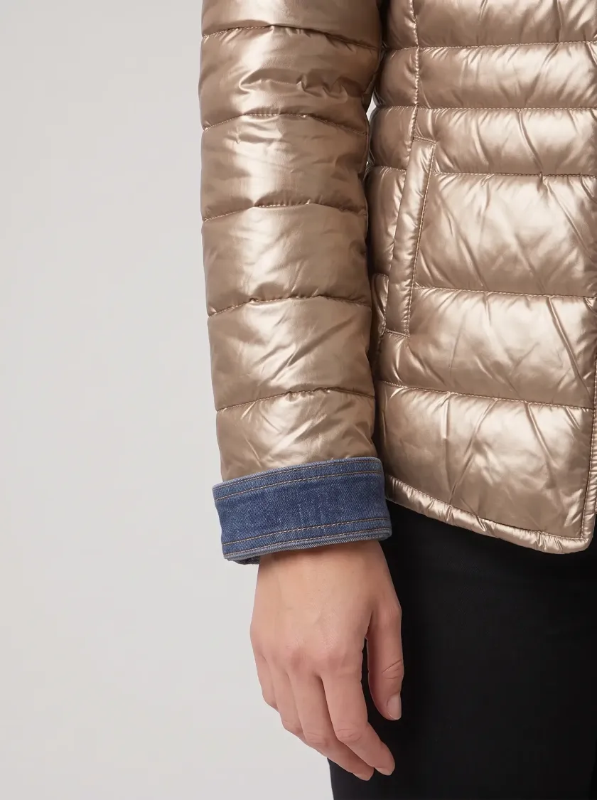 Doudoune dorée rebords jeans