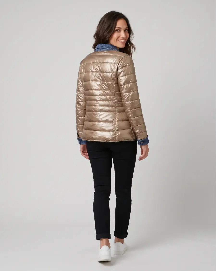 Doudoune dorée rebords jeans