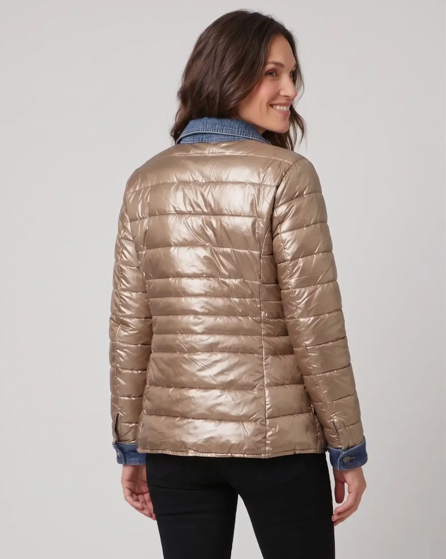 Doudoune dorée rebords jeans