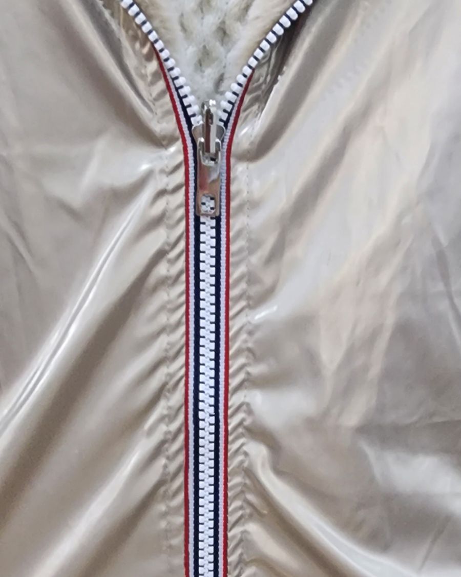 Parka femme dorée réversible fausse fourrure beige Armanda