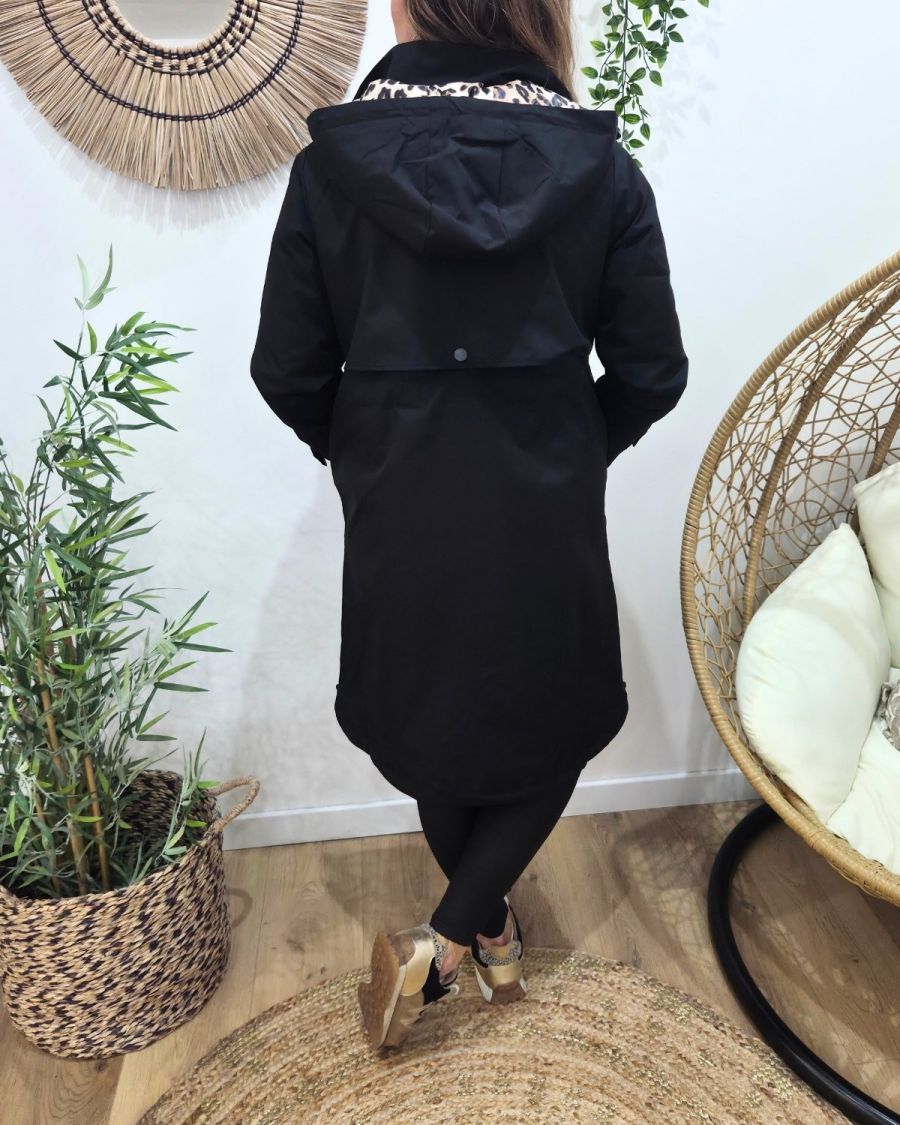 Parka femme longue esprit trench noire Nola