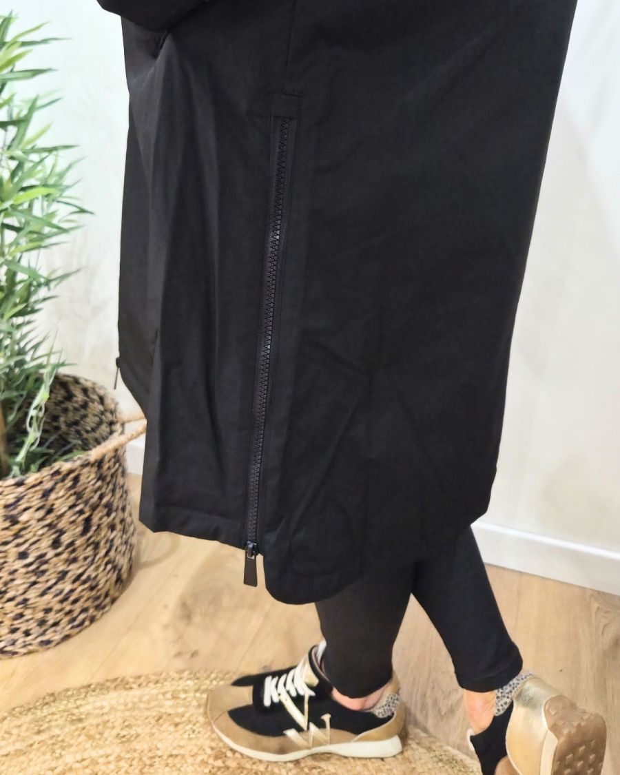 Parka femme longue esprit trench noire Nola