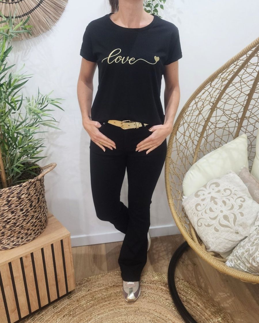 Pantalon femme noir flare push up coupe confort