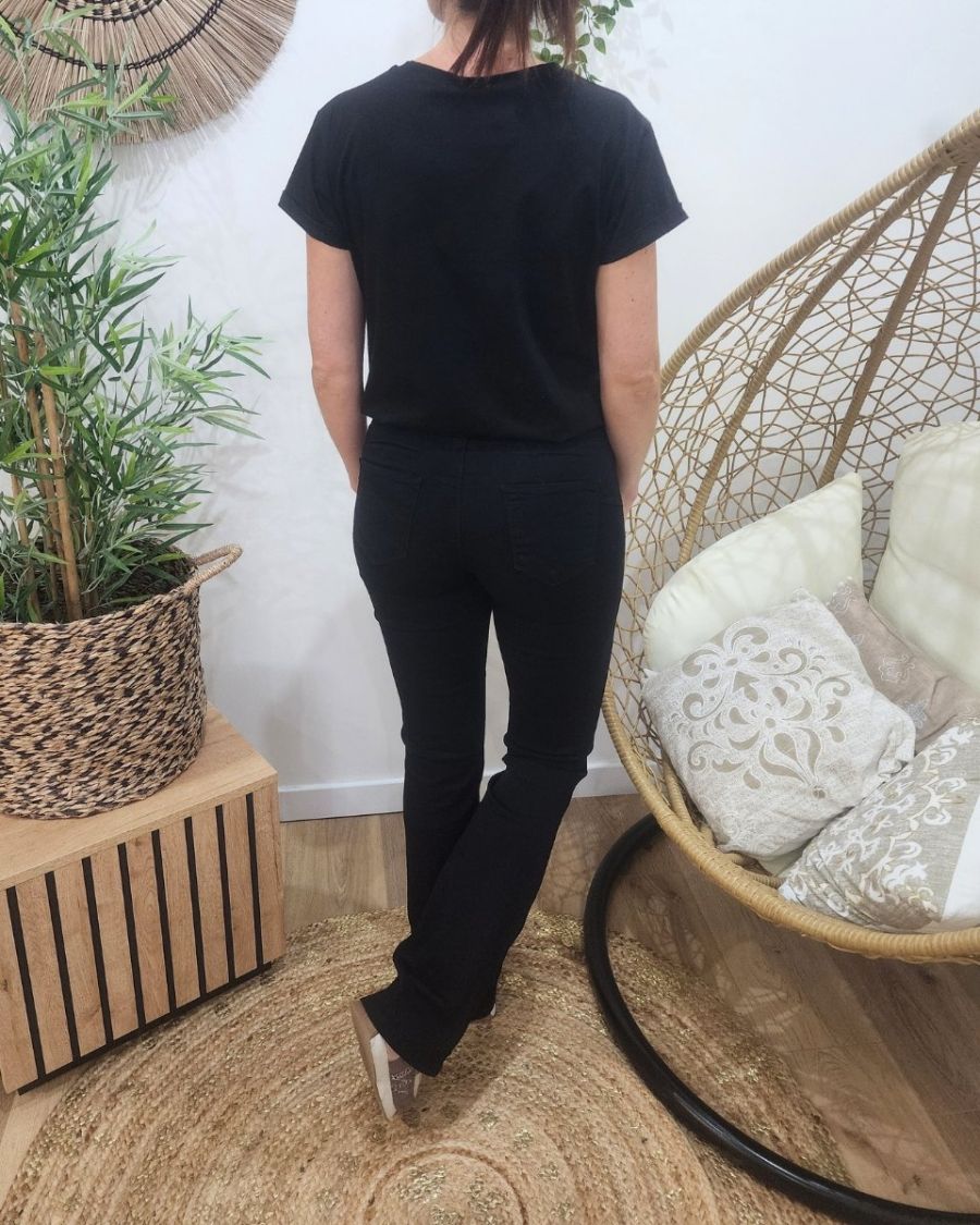 Pantalon femme noir flare push up coupe confort