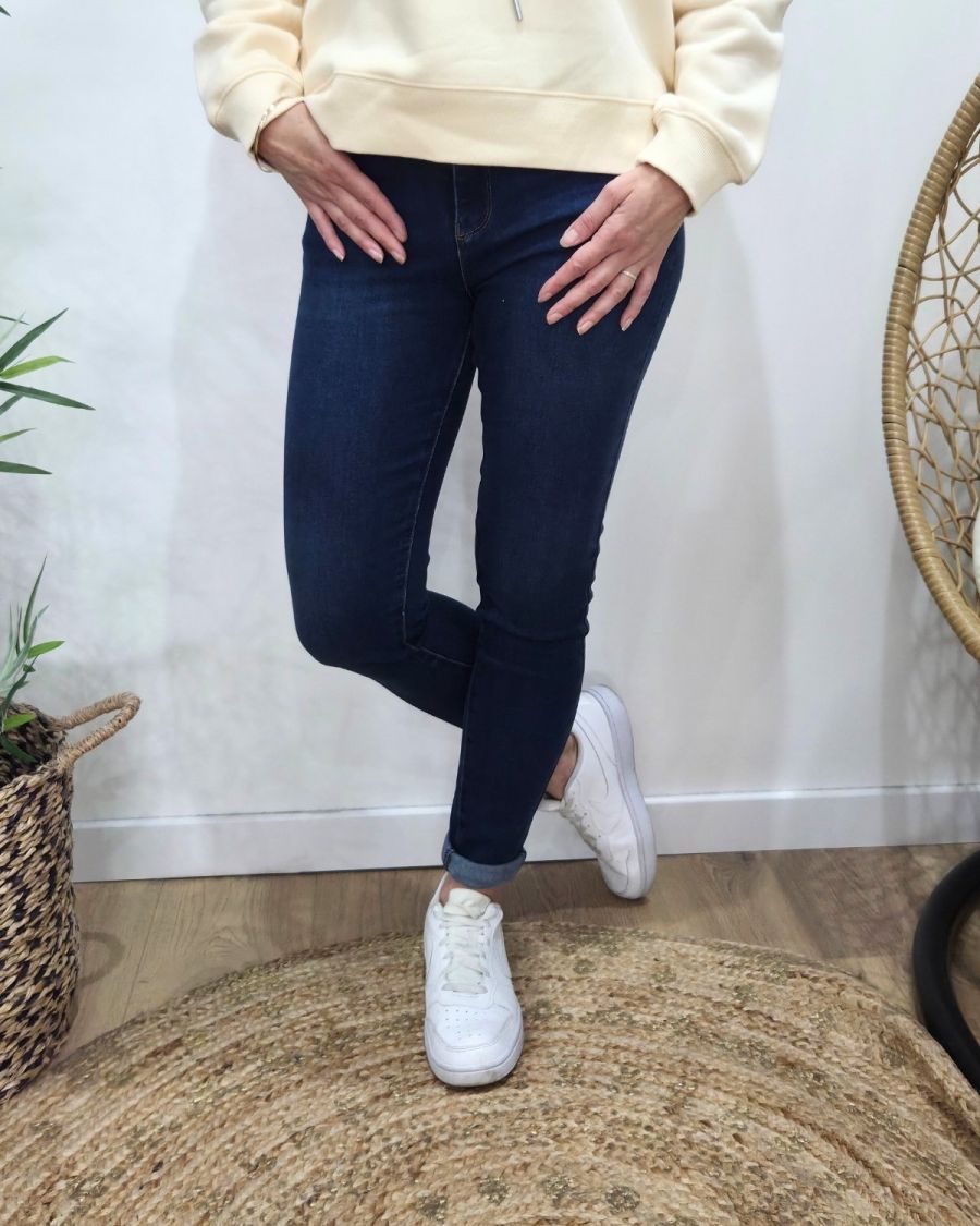 Jean femme bleu foncé skinny push up