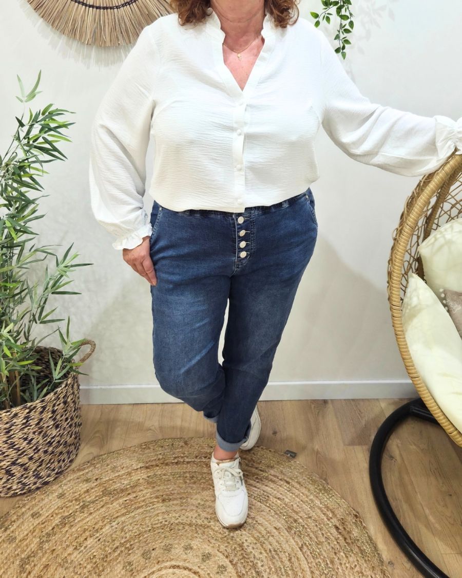 Jean femme élastiqué grande taille bleu foncé Irisia