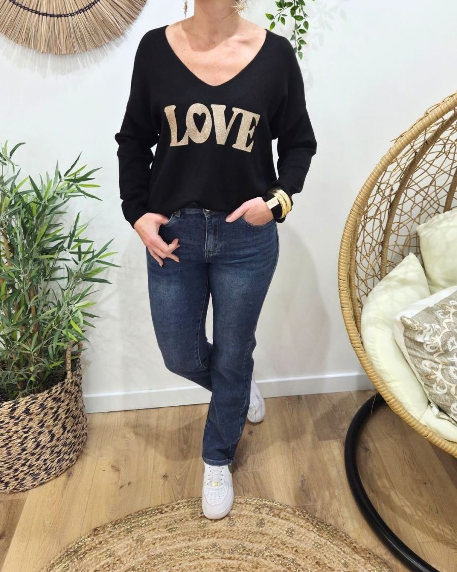Jean femme droit bleu moyen taille haute coupe confort