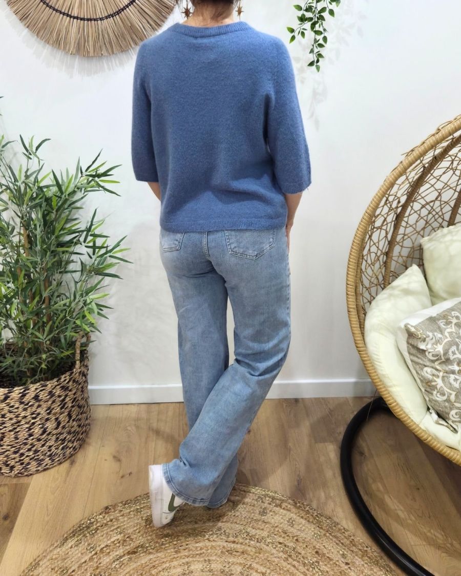 Jean femme Wide leg bleu clair coupe confort