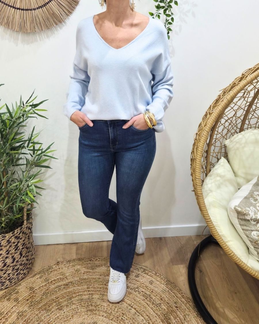 Jean femme flare bleu moyen coupe confort