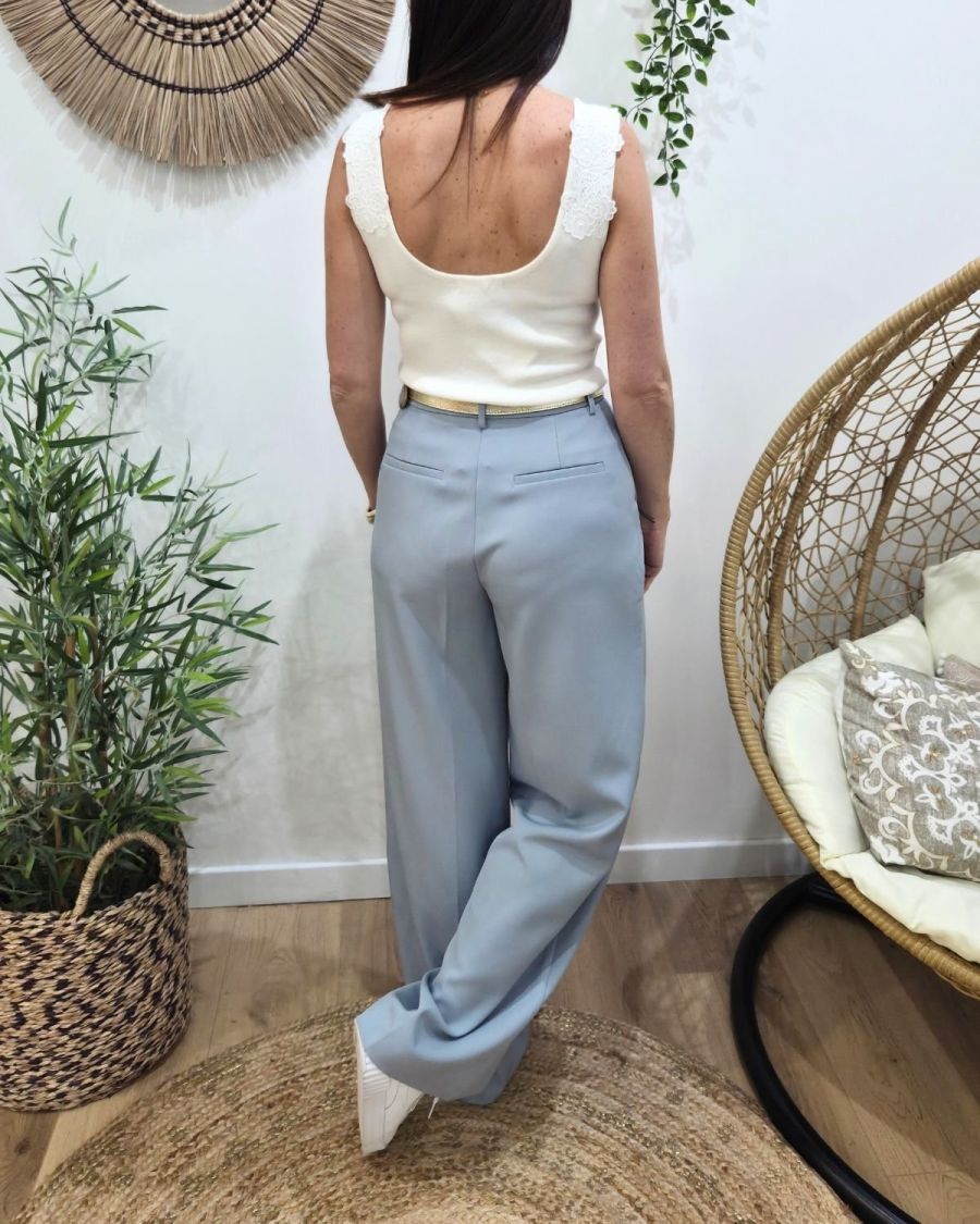 Pantalon femme fluide bleu Allegra