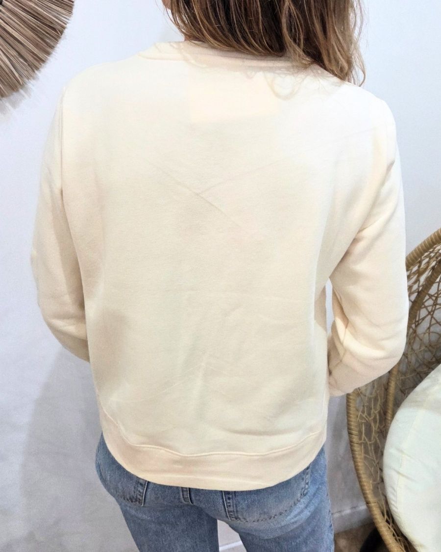 Sweat femme beige broderie Bichette léopard