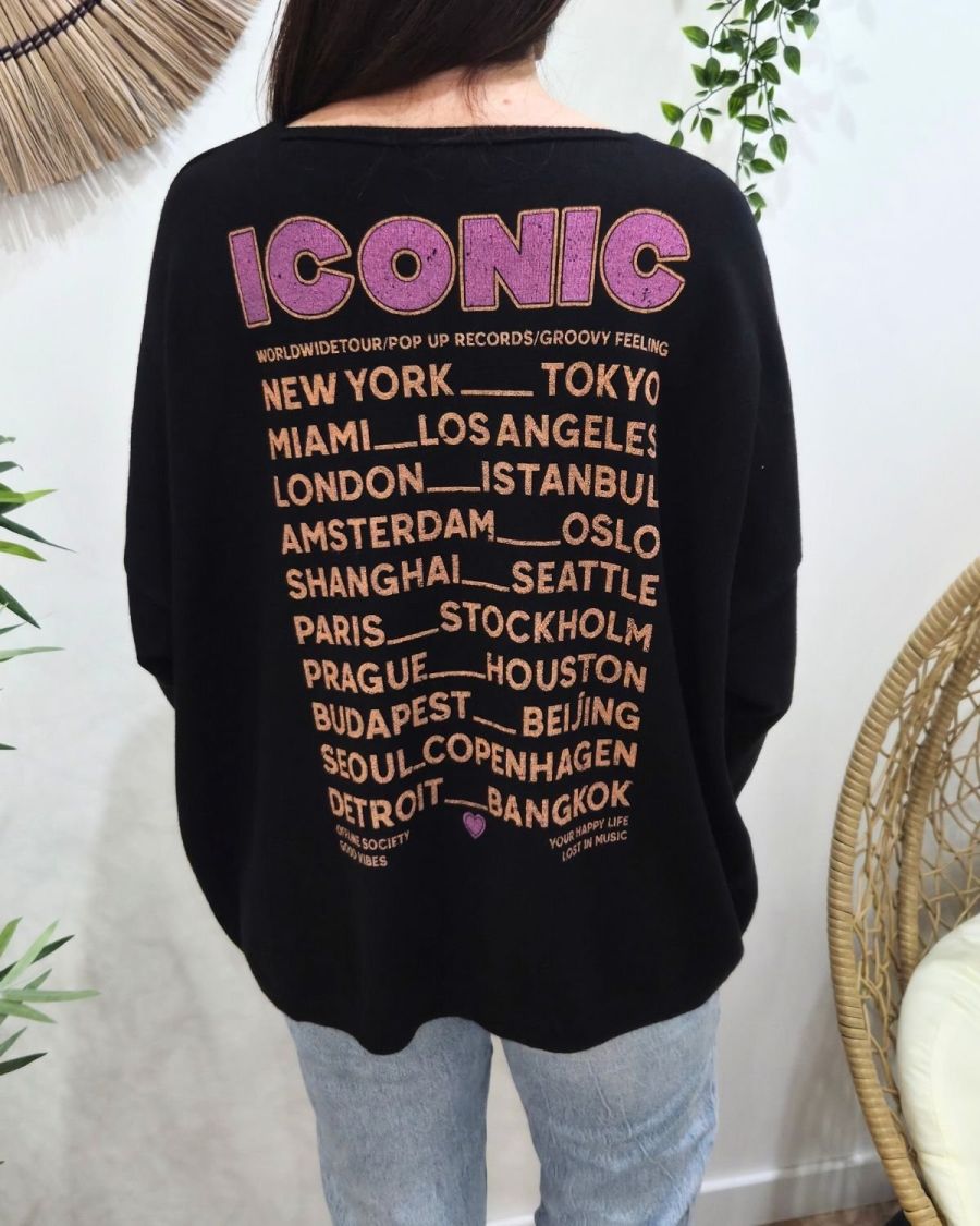 Pull femme col V Iconic
