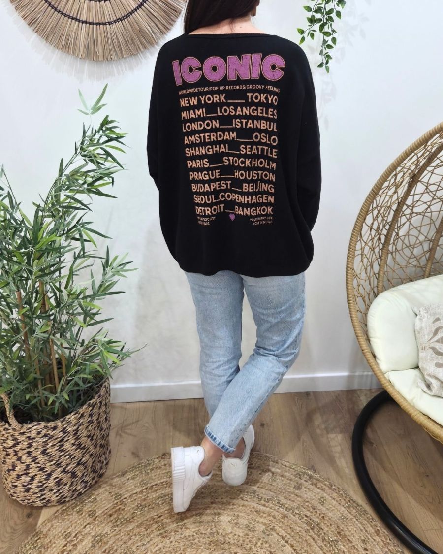 Pull femme col V Iconic
