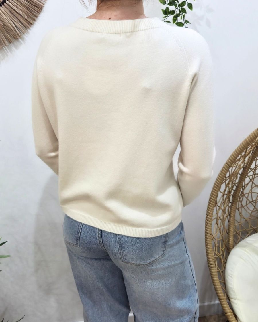 Pull femme uni col rond