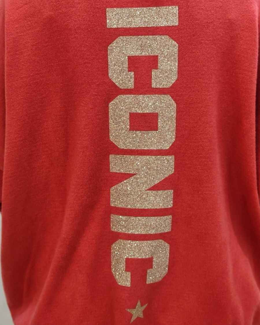 Pull femme col V dos Iconic pailleté