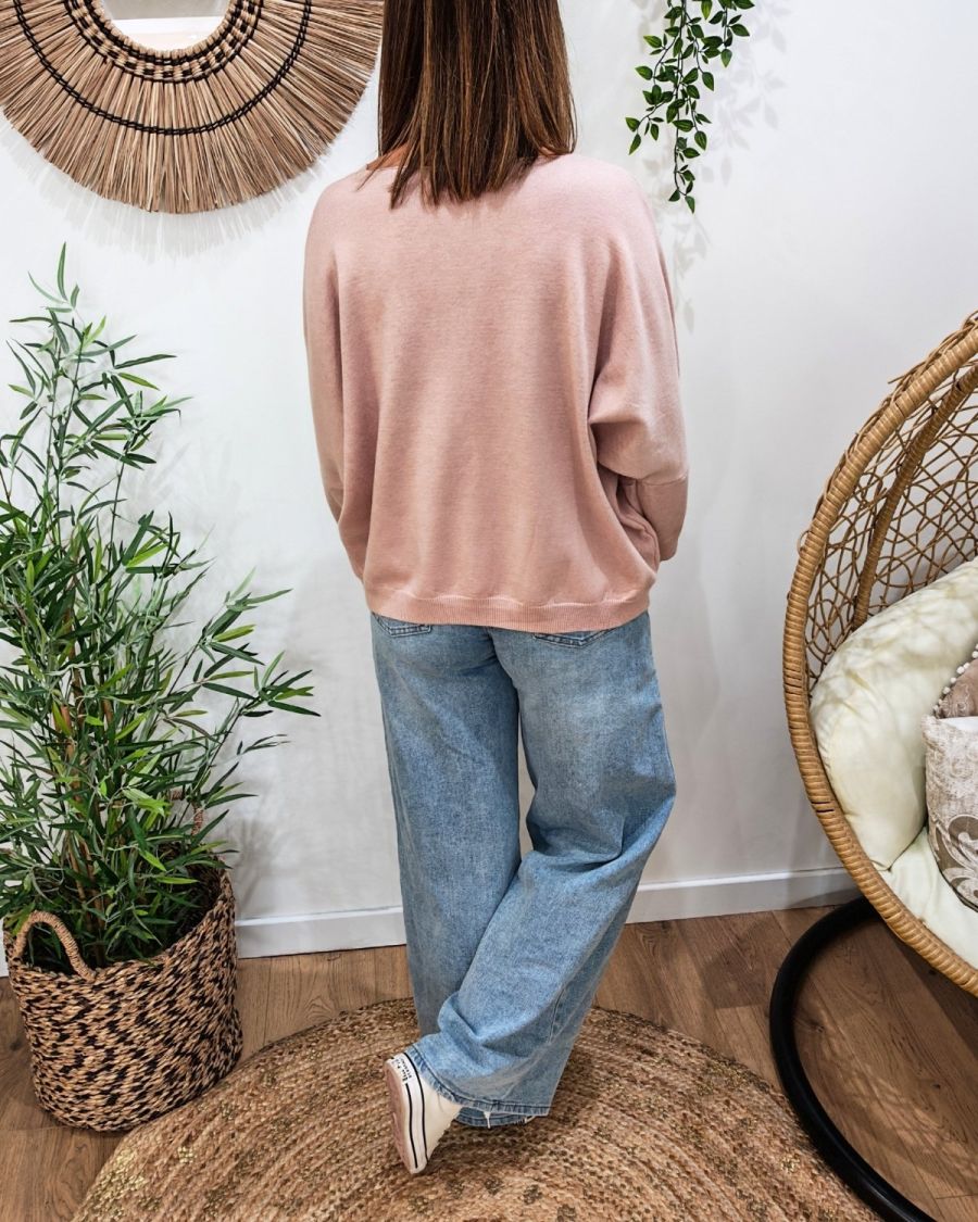 Pull femme col V Dirty dans la tête dancing dans le corps pailleté