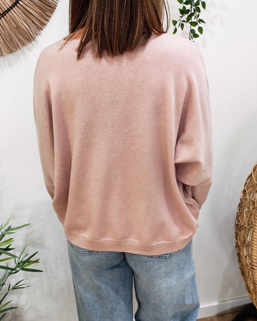 Pull femme col V Dirty dans la tête dancing dans le corps pailleté