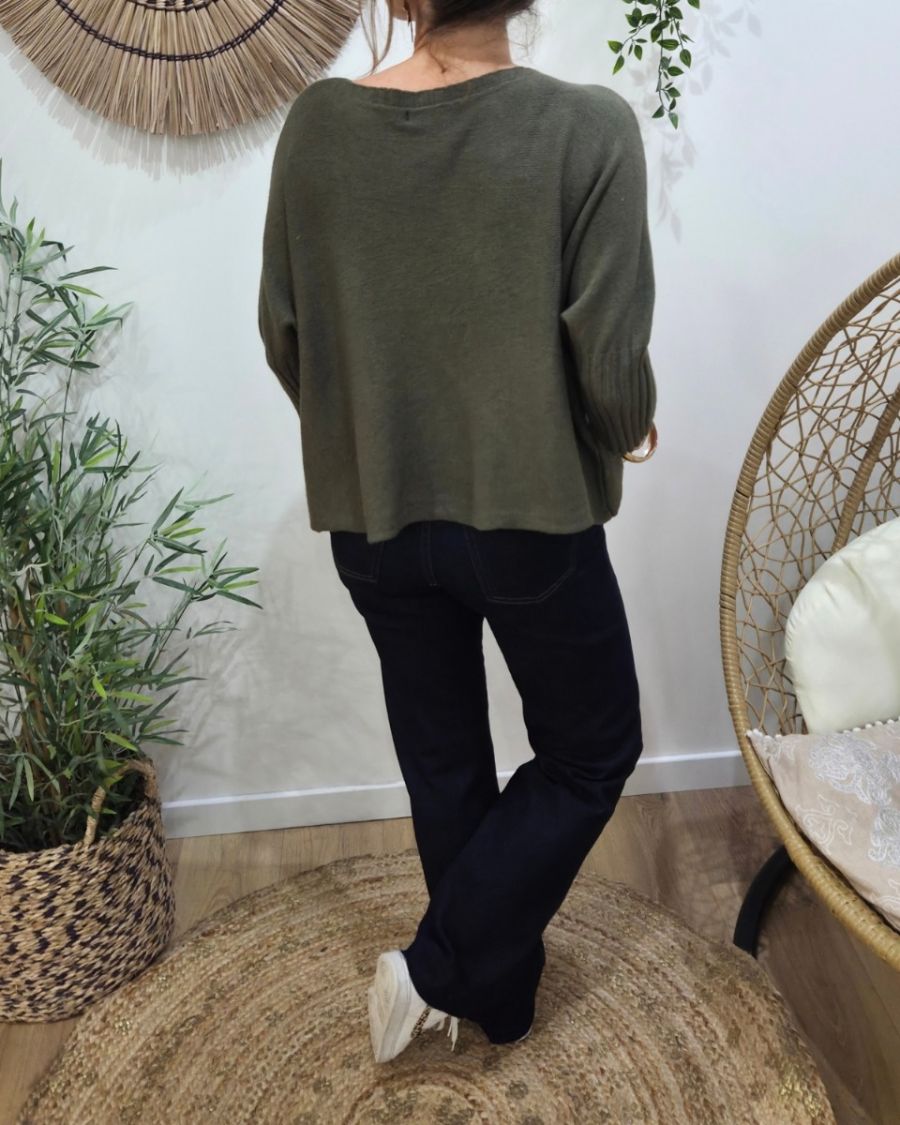 Pull femme oversize col rond Iconic léopard pailleté