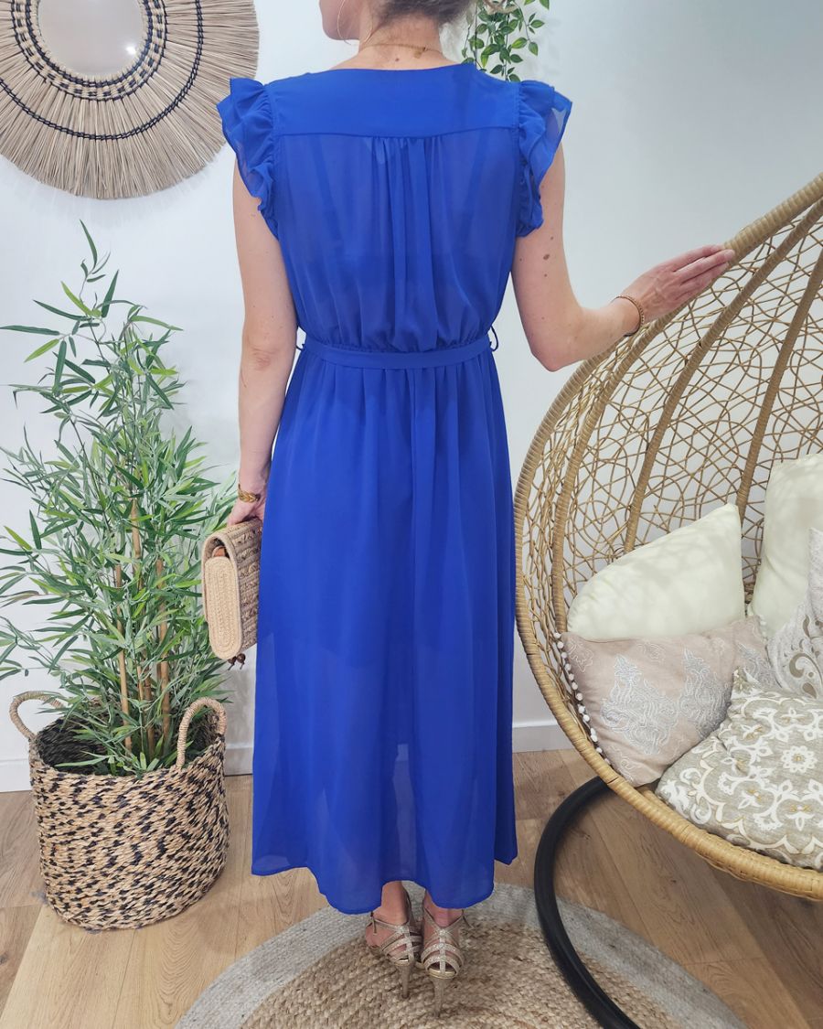 Robe longue femme bleu roi Kyllia 