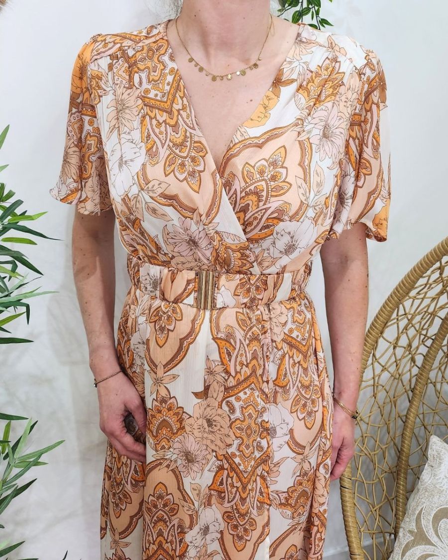Robe longue femme orange Gaïa