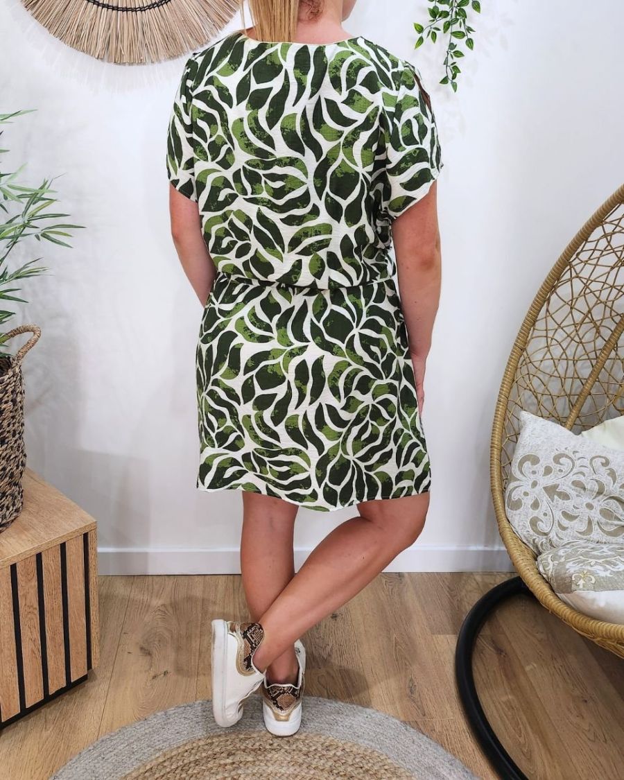 Robe femme écrue et kaki Ariel