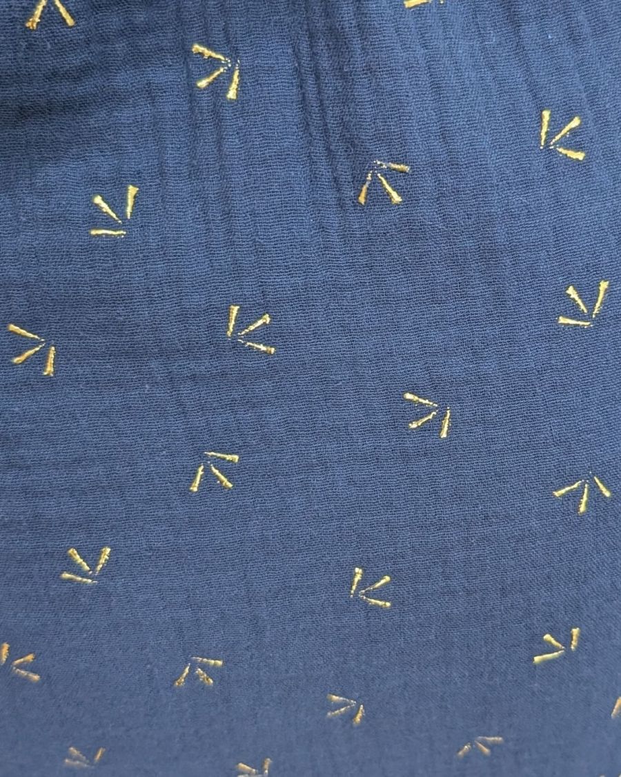 Robe femme marine petits motifs dorés Naïa