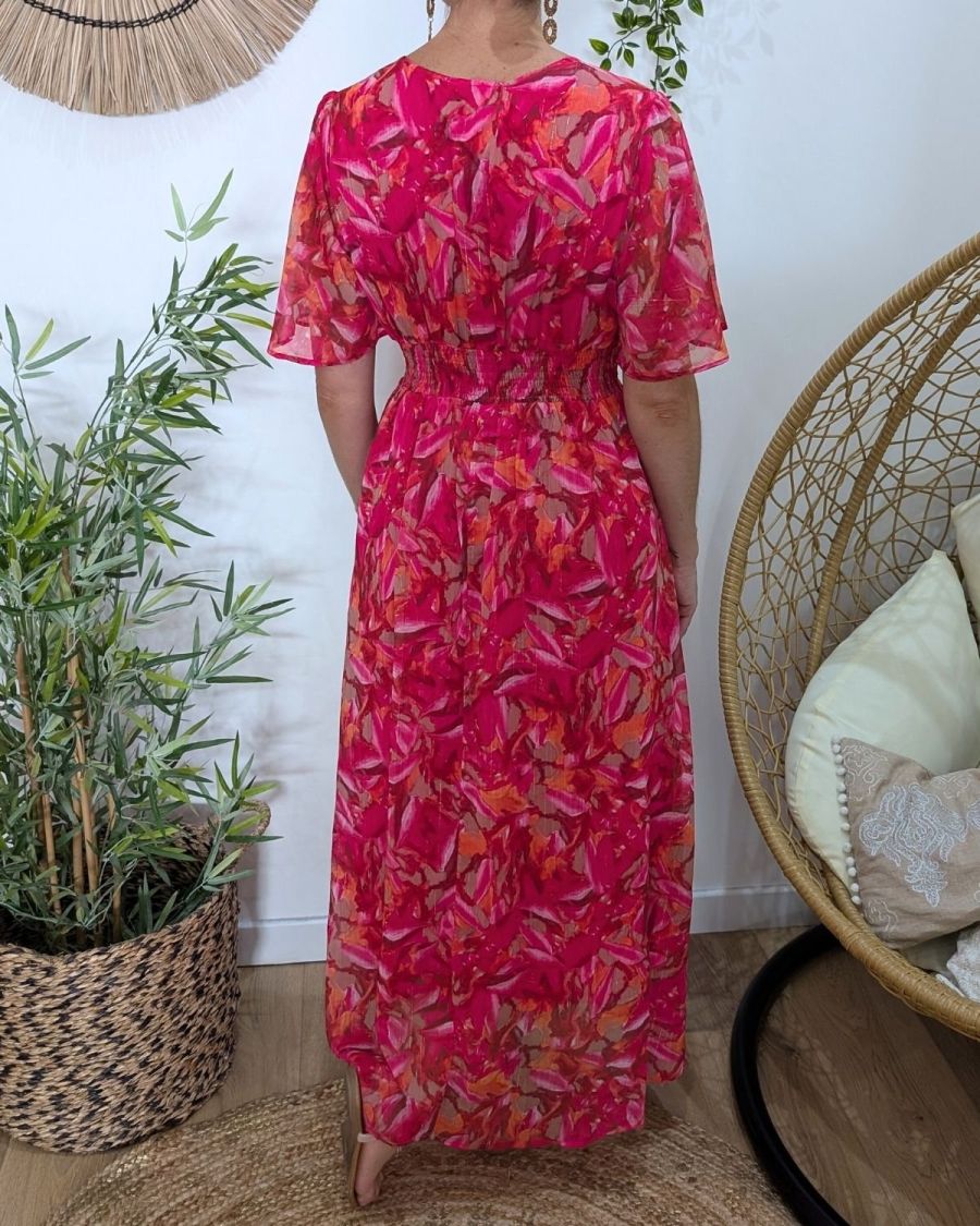 Robe longue femme fuchsia orange kaki Zéphina