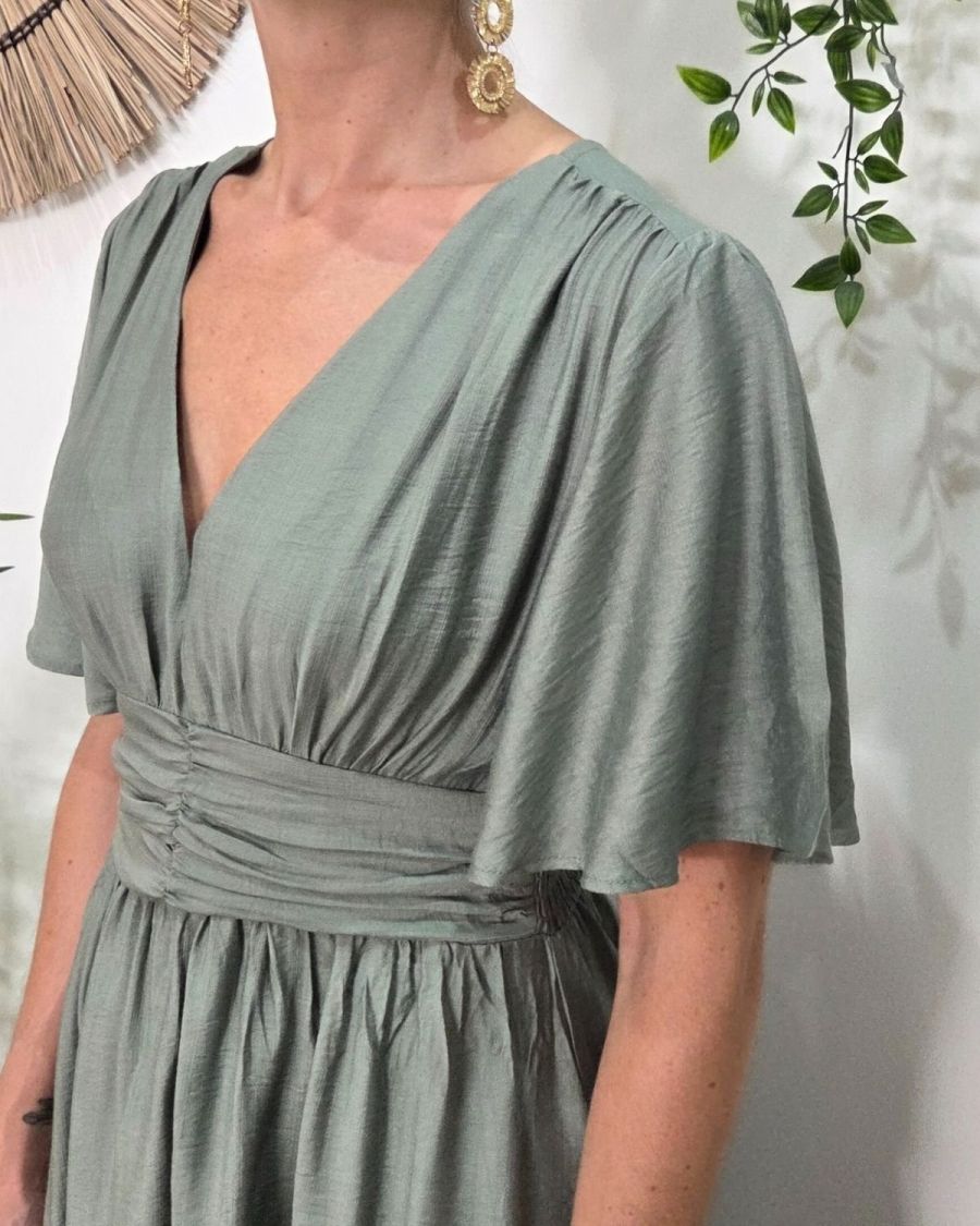Robe longue femme kaki clair Raphaëlle