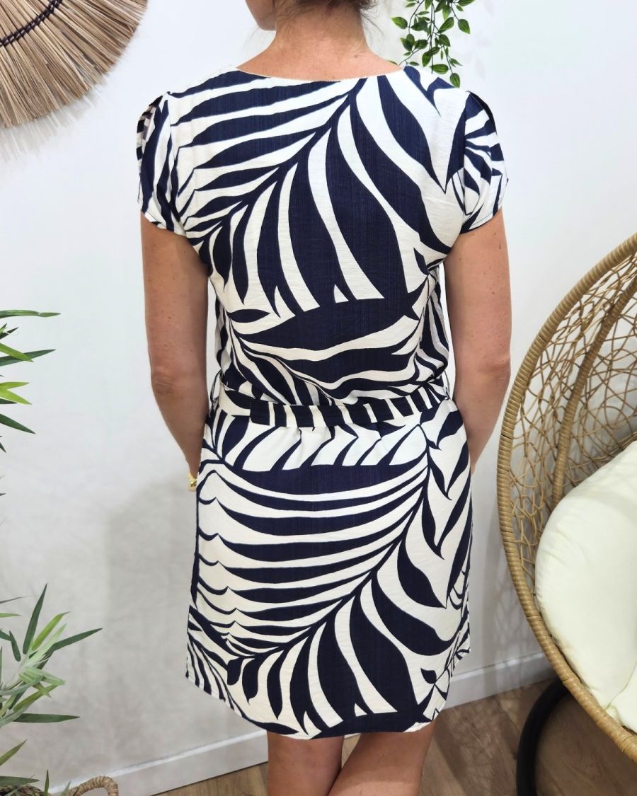 Robe femme droite marine et écrue Astrid