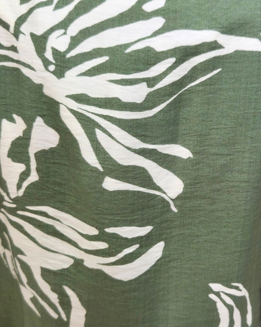 Robe femme droite verte fleurs beiges Augustine