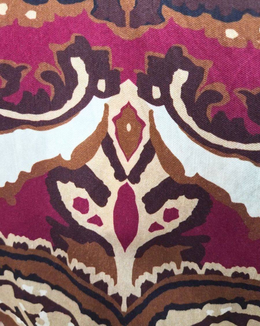 Robe longue femme bordeaux motifs prunes camels et beiges Malia