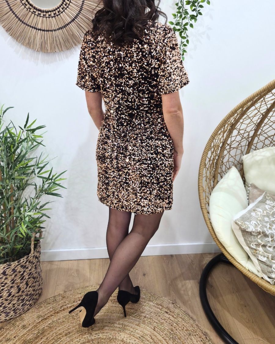 Robe femme cuivrée à sequins Hailee