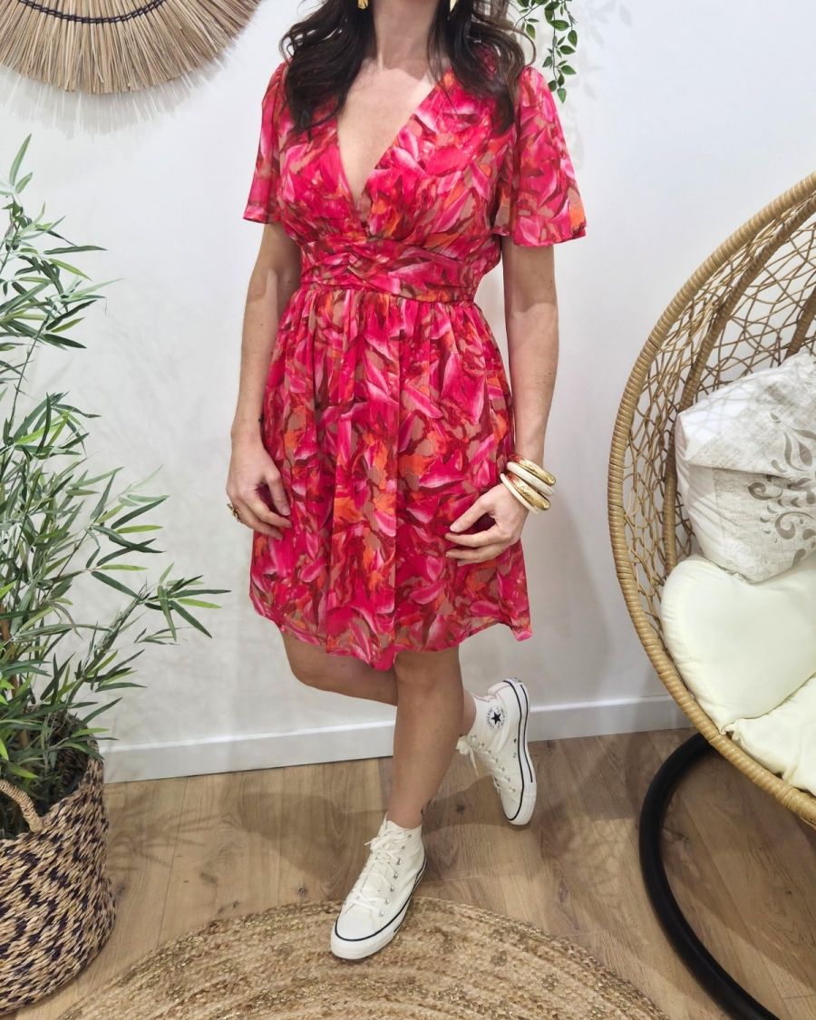 Robe courte femme fuchsia orange kaki Zéphina