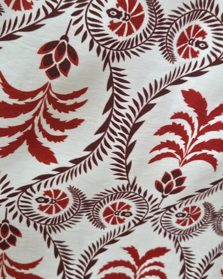 Robe longue femme écru motifs terracotta Violante