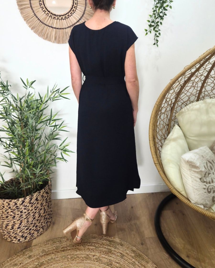  Robe femme cache coeur marine nouée Ginevra