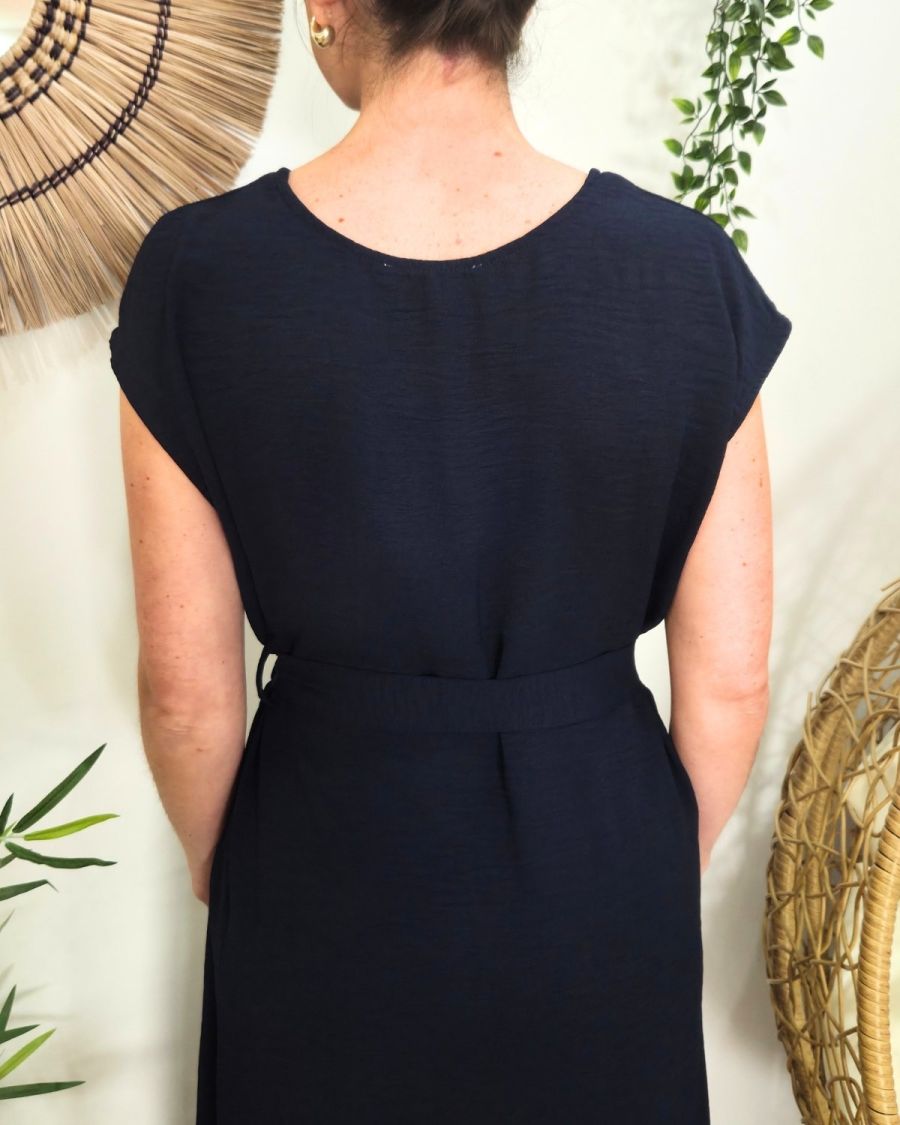  Robe femme cache coeur marine nouée Ginevra